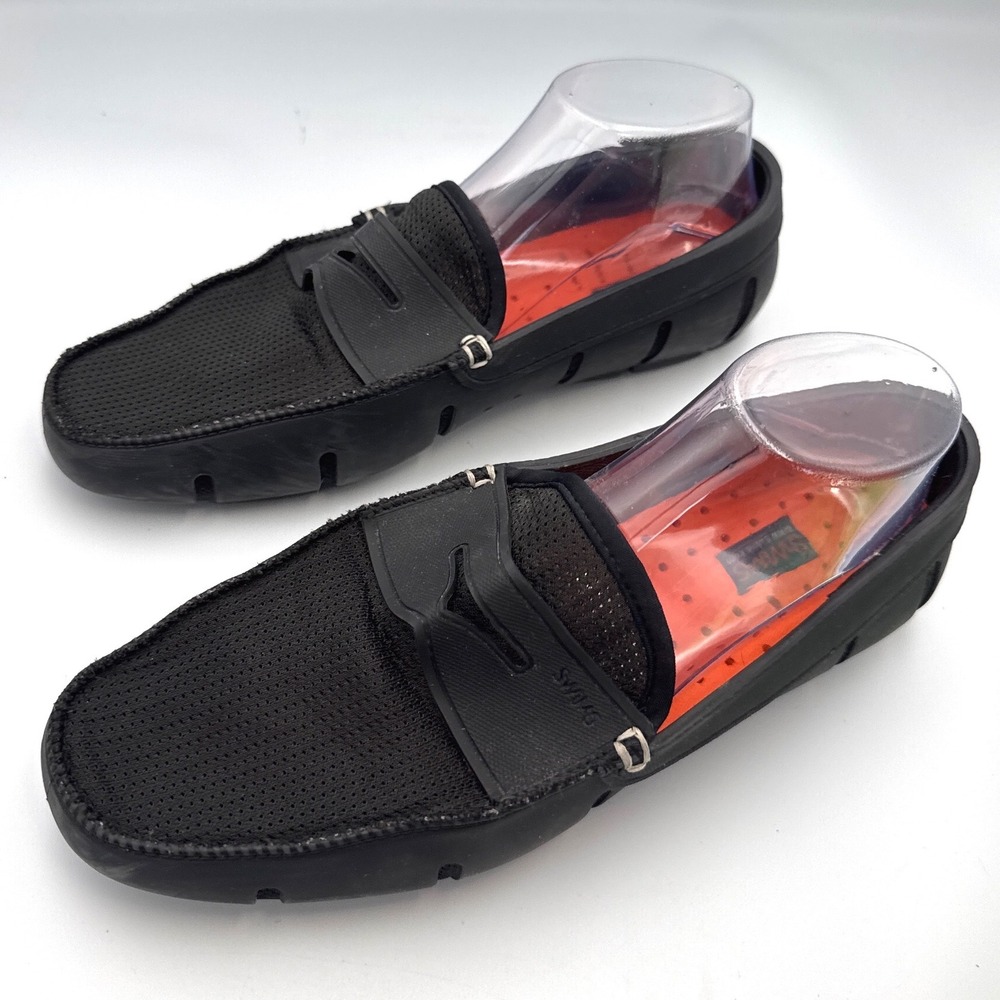 SWIMS Mens Penny Loafers Sz 9 Black Mesh Boat Beach Pool Slip-Ons Water Shoes